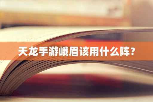 天龙手游峨眉该用什么阵？