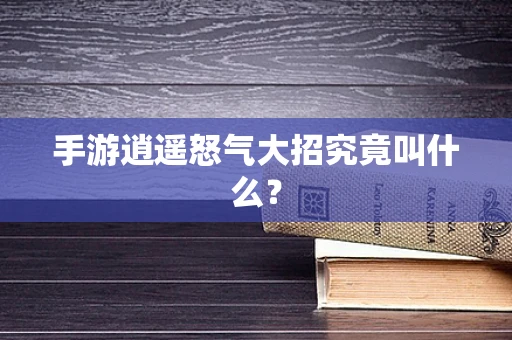 手游逍遥怒气大招究竟叫什么？
